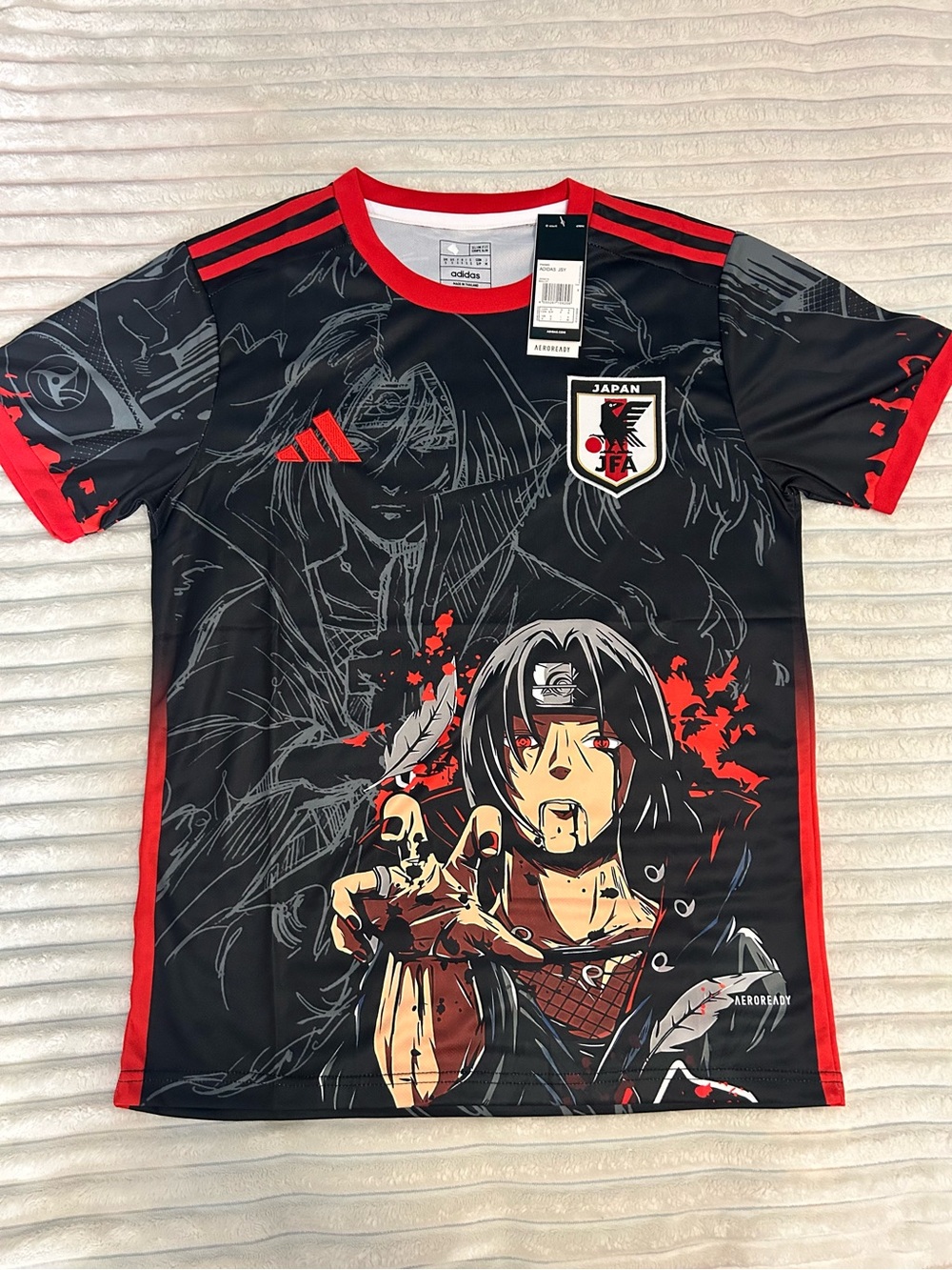 adidas Black & Red Japan JFA Graphic Soccer Jersey - Picture 1 of 2